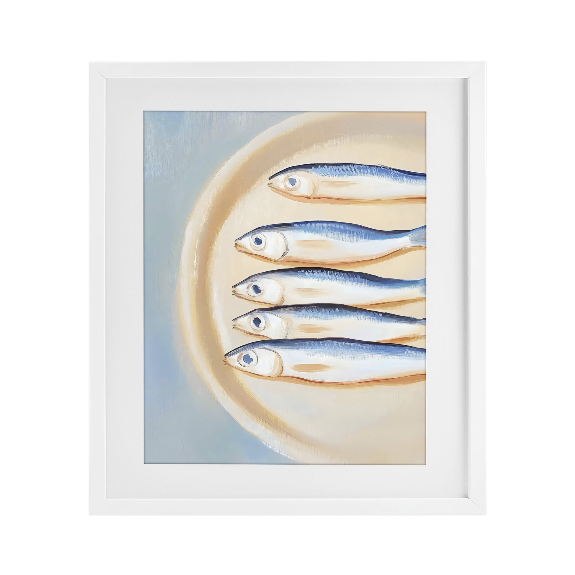 Stupell Industries Plate of Sardines White Framed Print Under Glass, design by The Prints Vibe