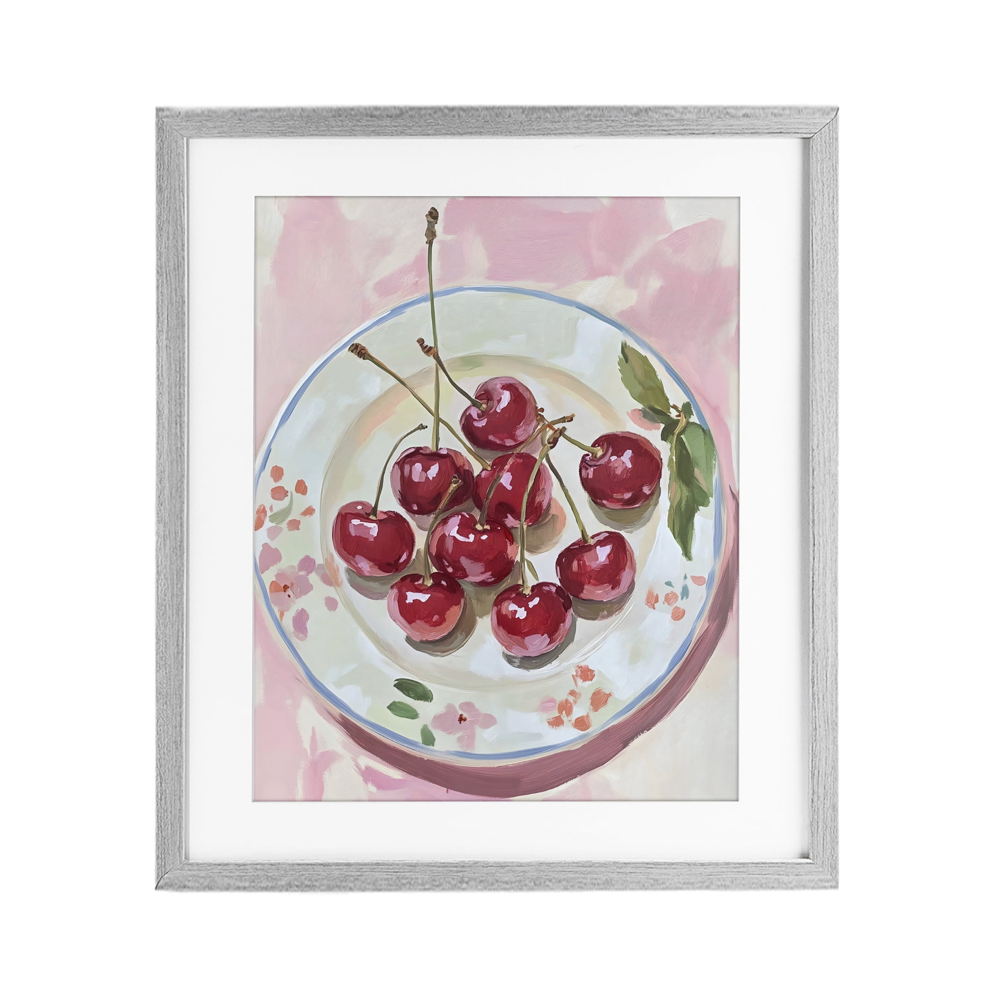 Stupell Industries Plate of Summer Cherries Gray Framed Print Under Glass, design by The Prints Vibe