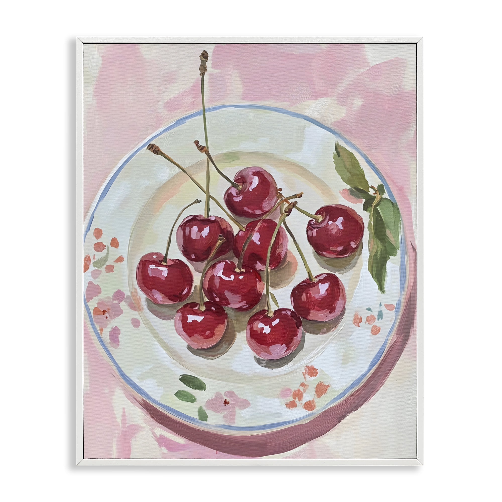 Stupell Industries Plate of Summer Cherries White Framed Giclee Art, design by The Prints Vibe