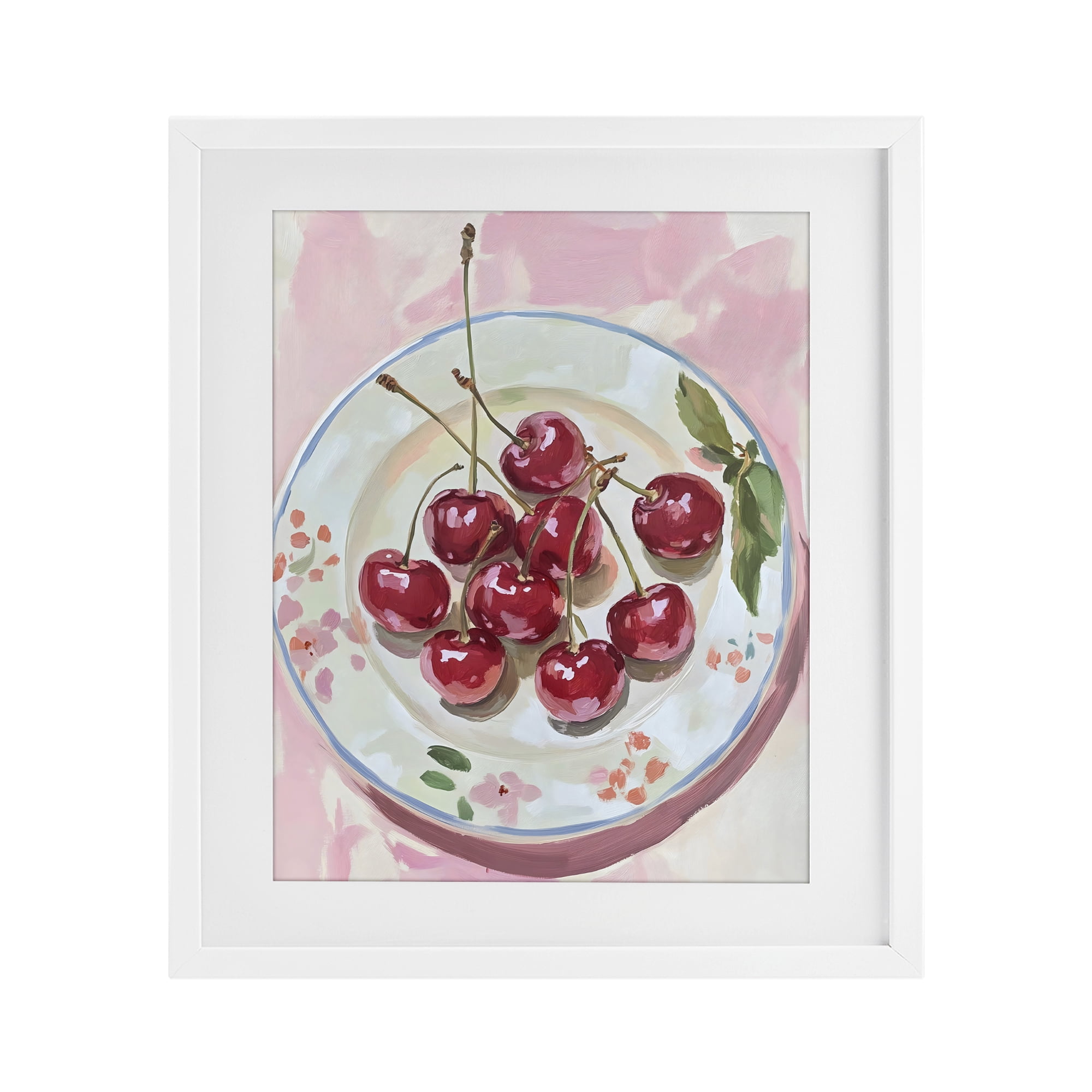 Stupell Industries Plate of Summer Cherries White Framed Print Under Glass, design by The Prints Vibe