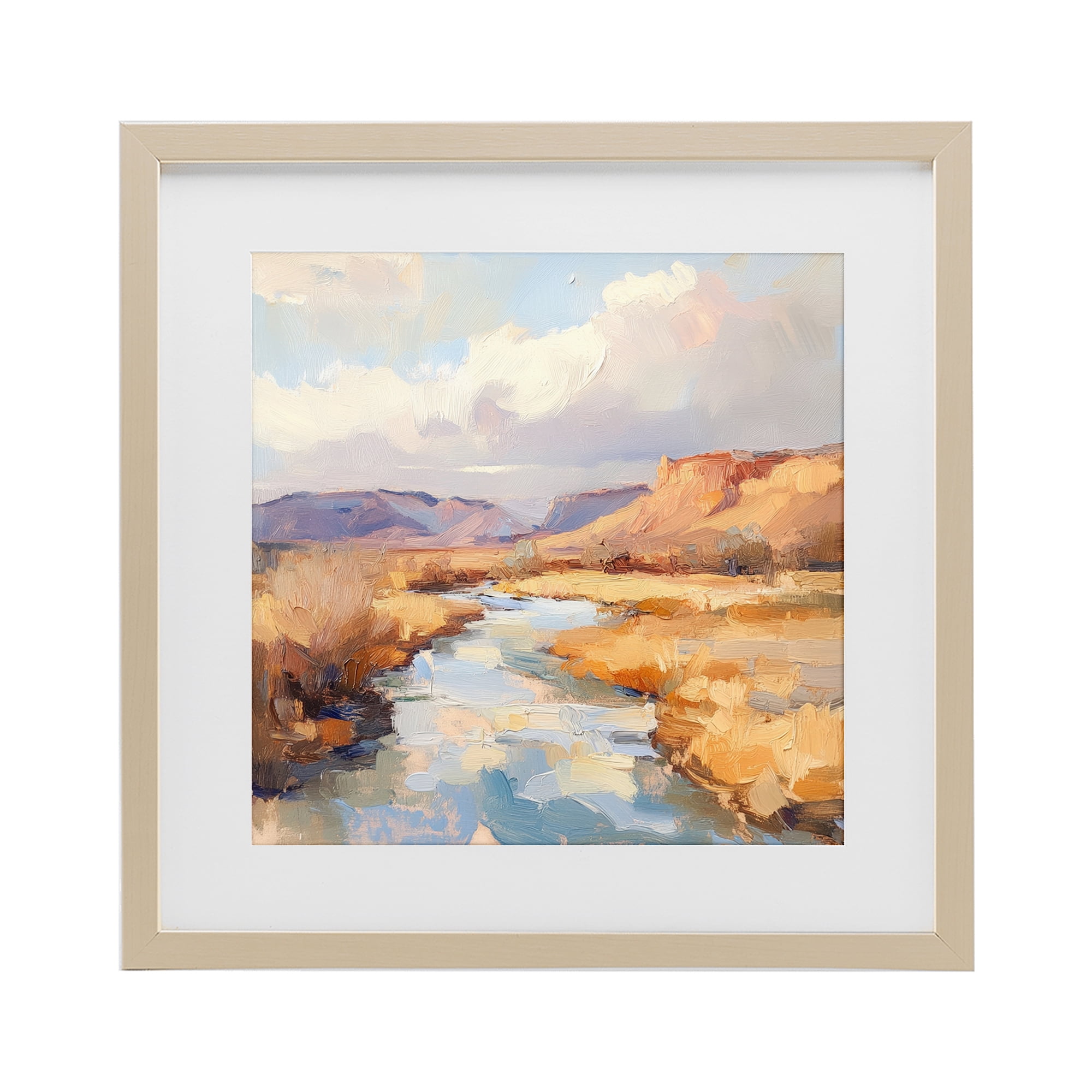 Stupell Industries Plateau River Evening Glow Birch Framed Print Under Glass, design by Petal Prints Design