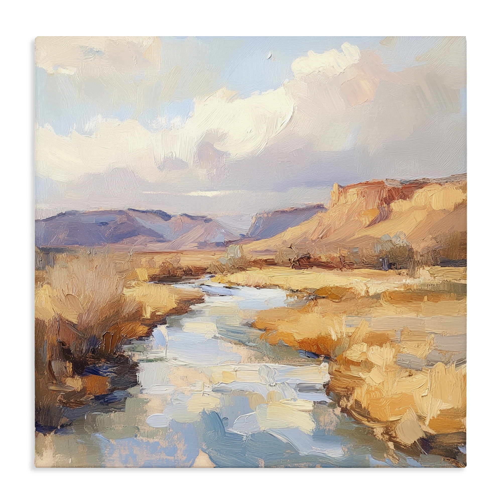Stupell Industries Plateau River Evening Glow Canvas Wall Art, design by Petal Prints Design