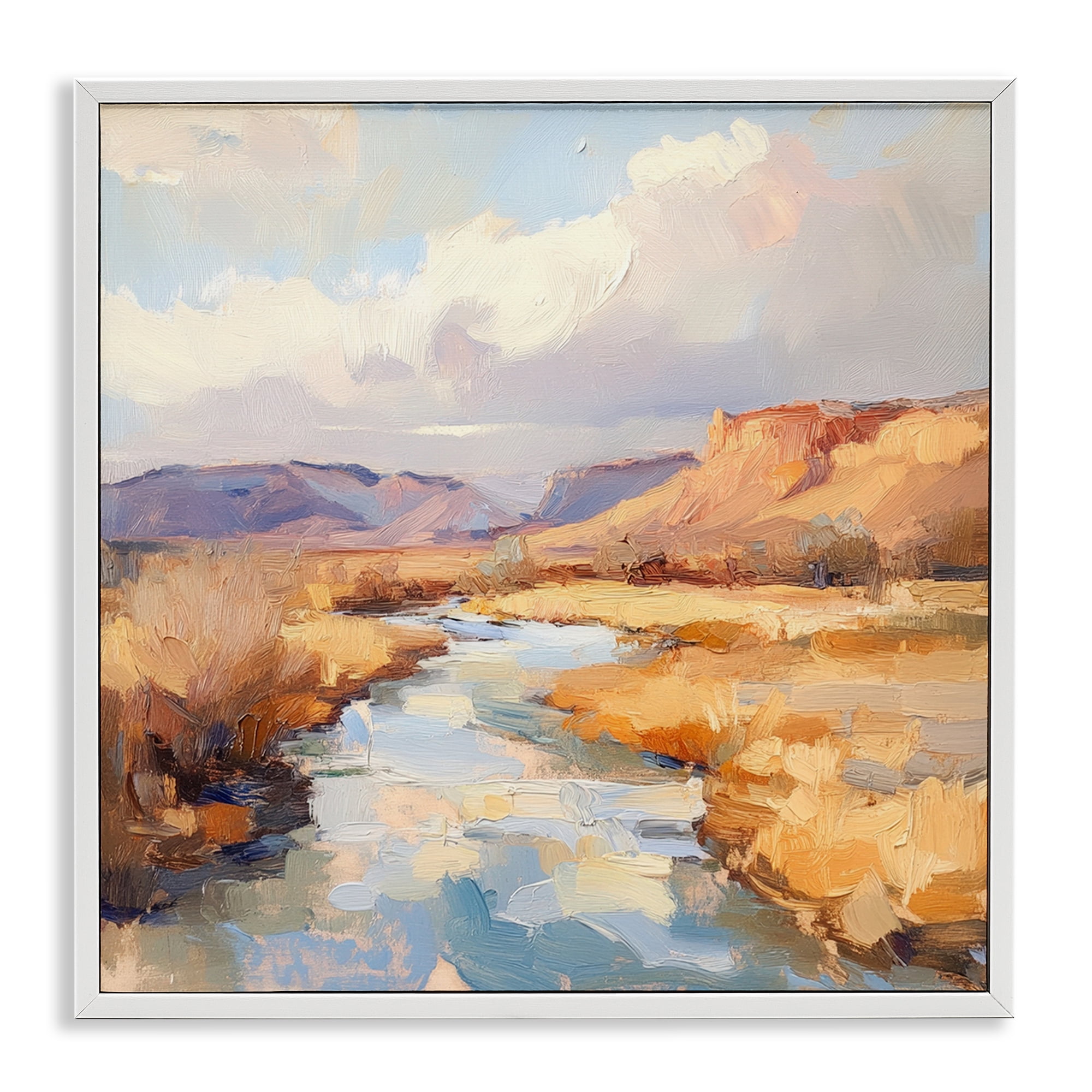 Stupell Industries Plateau River Evening Glow White Framed Giclee Art, design by Petal Prints Design