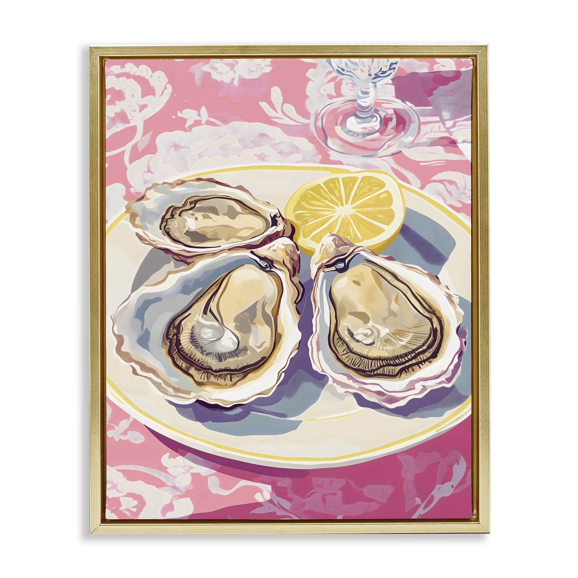 Stupell Industries Plated Oysters & Lemons Gold Framed Floater Canvas Wall Art, design by The Prints Vibe