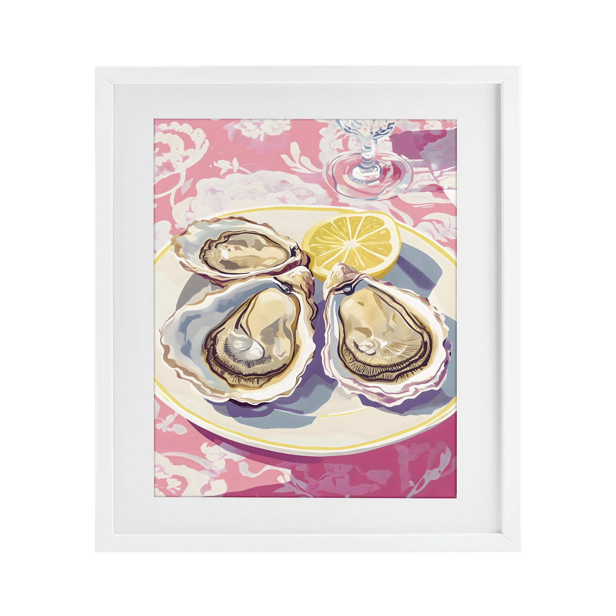 Stupell Industries Plated Oysters & Lemons White Framed Print Under Glass, design by The Prints Vibe