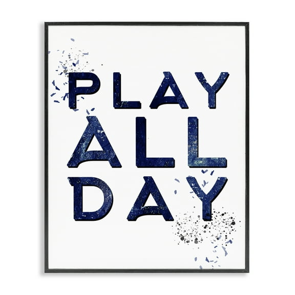 Stupell Industries Play All Day Gamer Entertainment Painting Black Framed Art Print Wall Art, 11 x 14