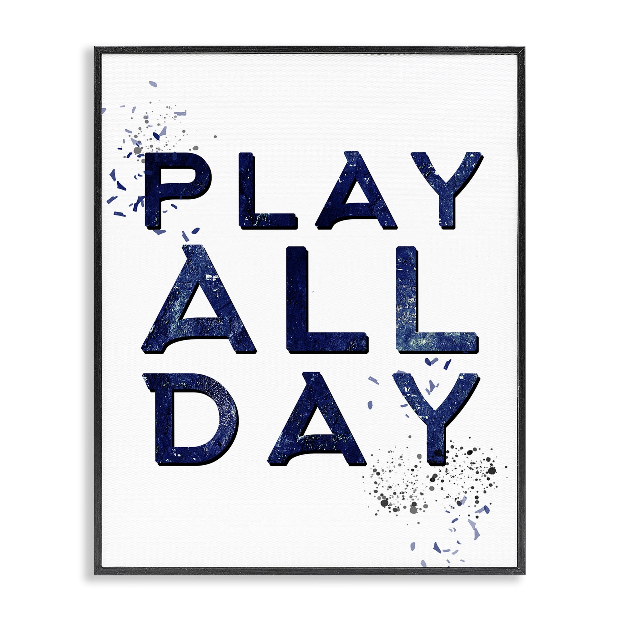 Stupell Industries Play All Day Gamer Entertainment Painting Black Framed Art Print Wall Art, 24 x 30