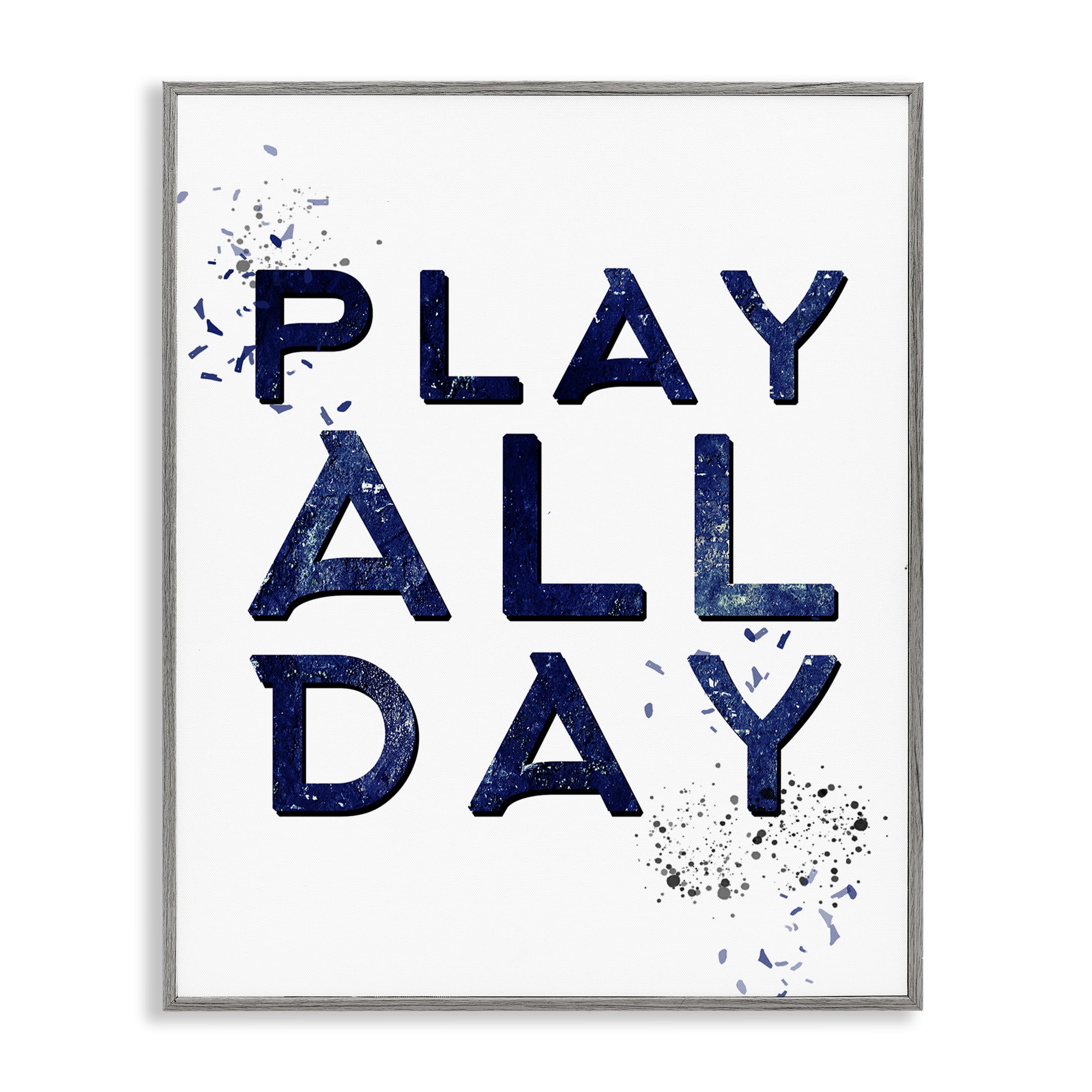 Stupell Industries Play All Day Gamer Entertainment Painting Gray Framed Art Print Wall Art, 11 x 14