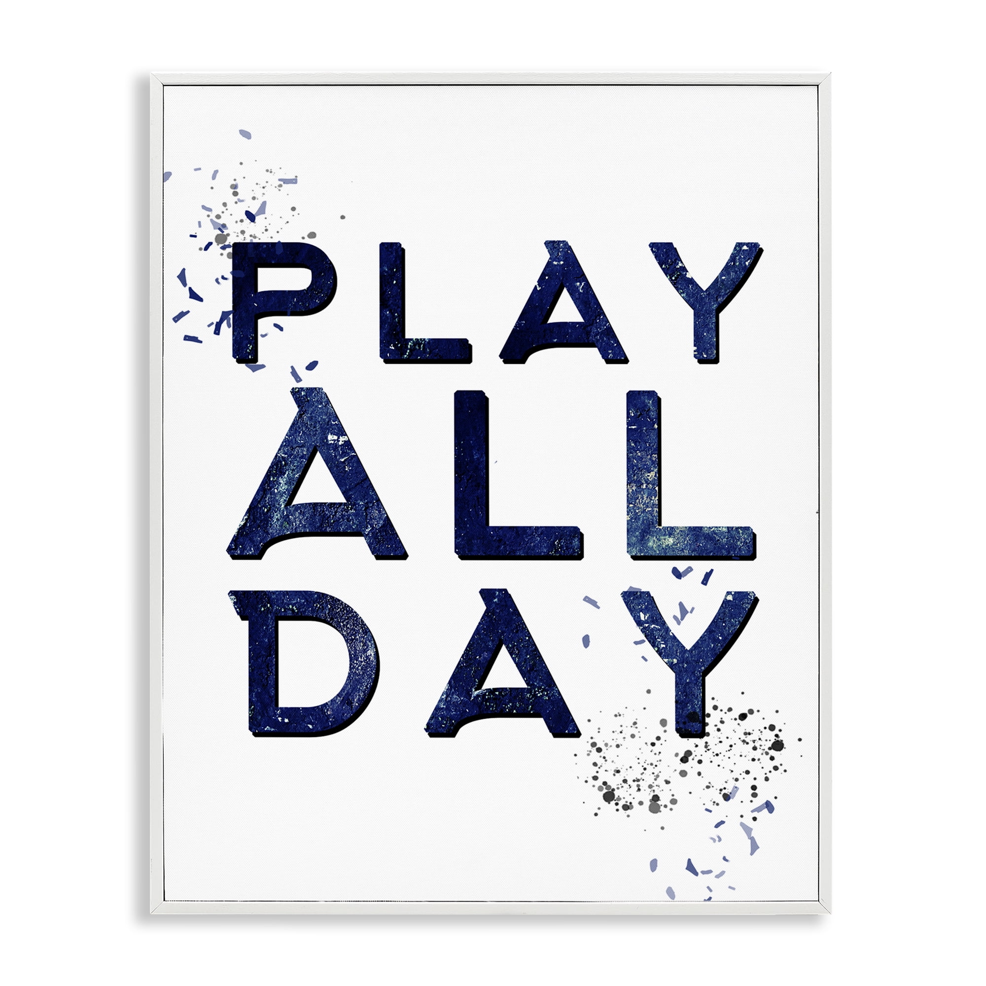 Stupell Industries Play All Day Gamer Entertainment Painting White Framed Art Print Wall Art, 24 x 30