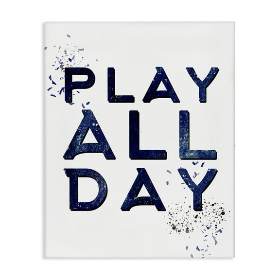 Stupell Industries Play All Day Gamer Entertainment Painting Wrapped Canvas Art Print Wall Art, 16 x 20