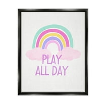 Stupell Industries Play All Day Pastel Nature Painting Black Floater Framed Art Print Wall Art, 17 x 21