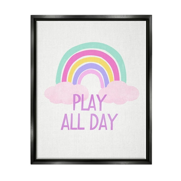 Stupell Industries Play All Day Pastel Nature Painting Black Floater Framed Art Print Wall Art, 17 x 21
