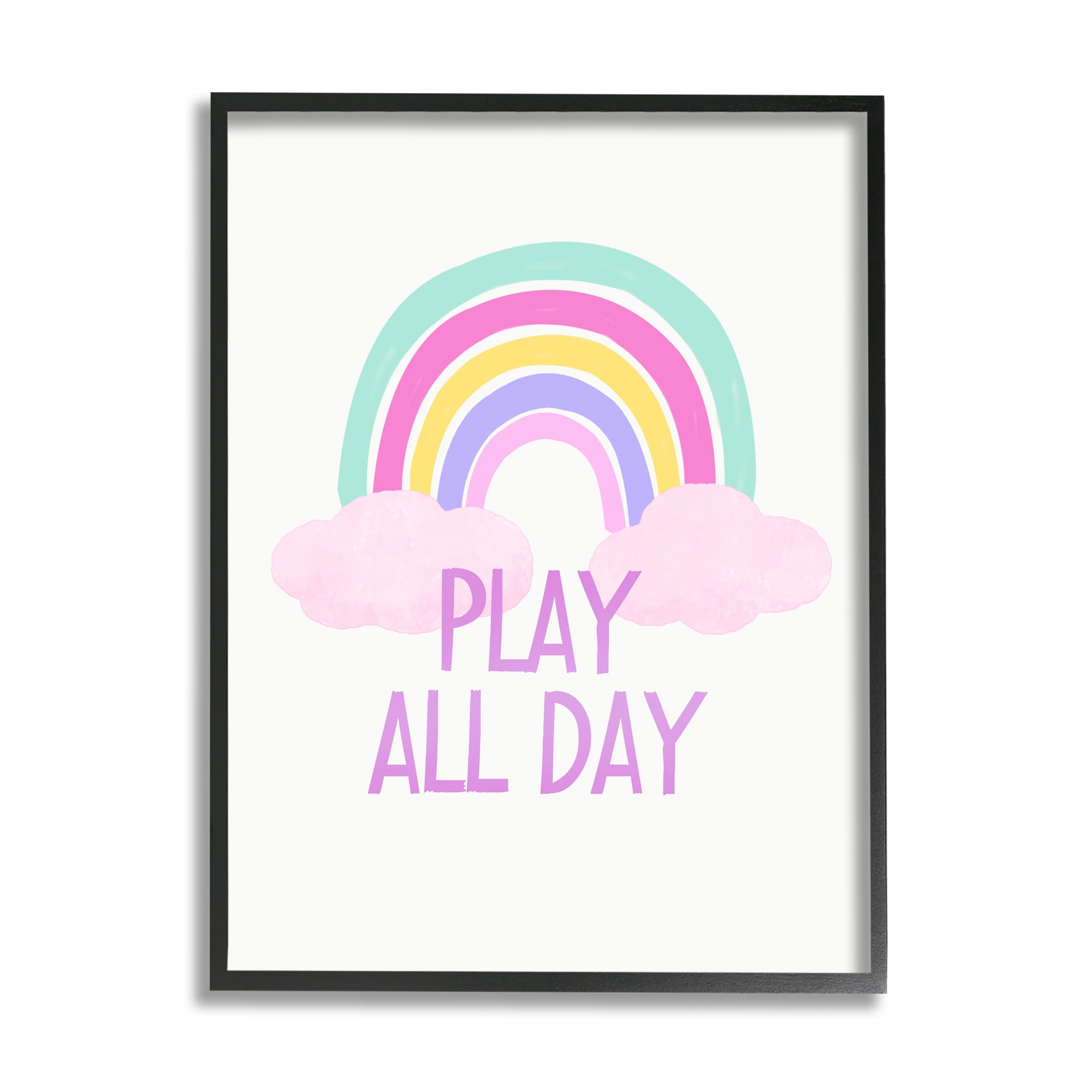 Stupell Industries Play All Day Pastel Nature Painting Black Framed Art Print Wall Art, 24 x 30