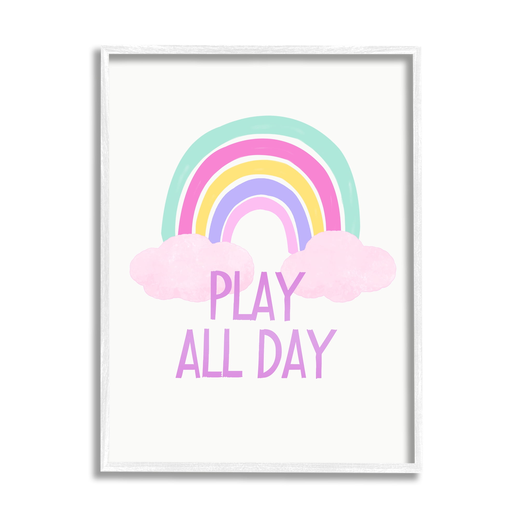 Stupell Industries Play All Day Pastel Nature Painting White Framed Art Print Wall Art, 24 x 30