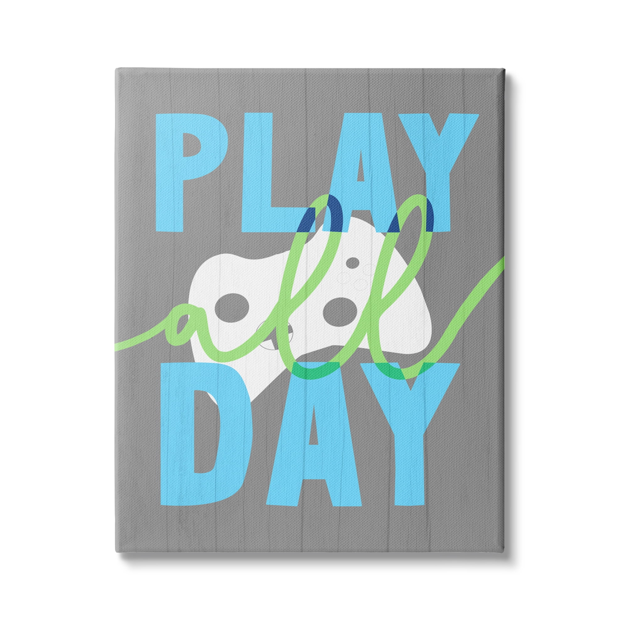 Stupell Industries Play All Day Phrase Rustic Video Game Controller, 24 x 30, Design by Daphne Polselli