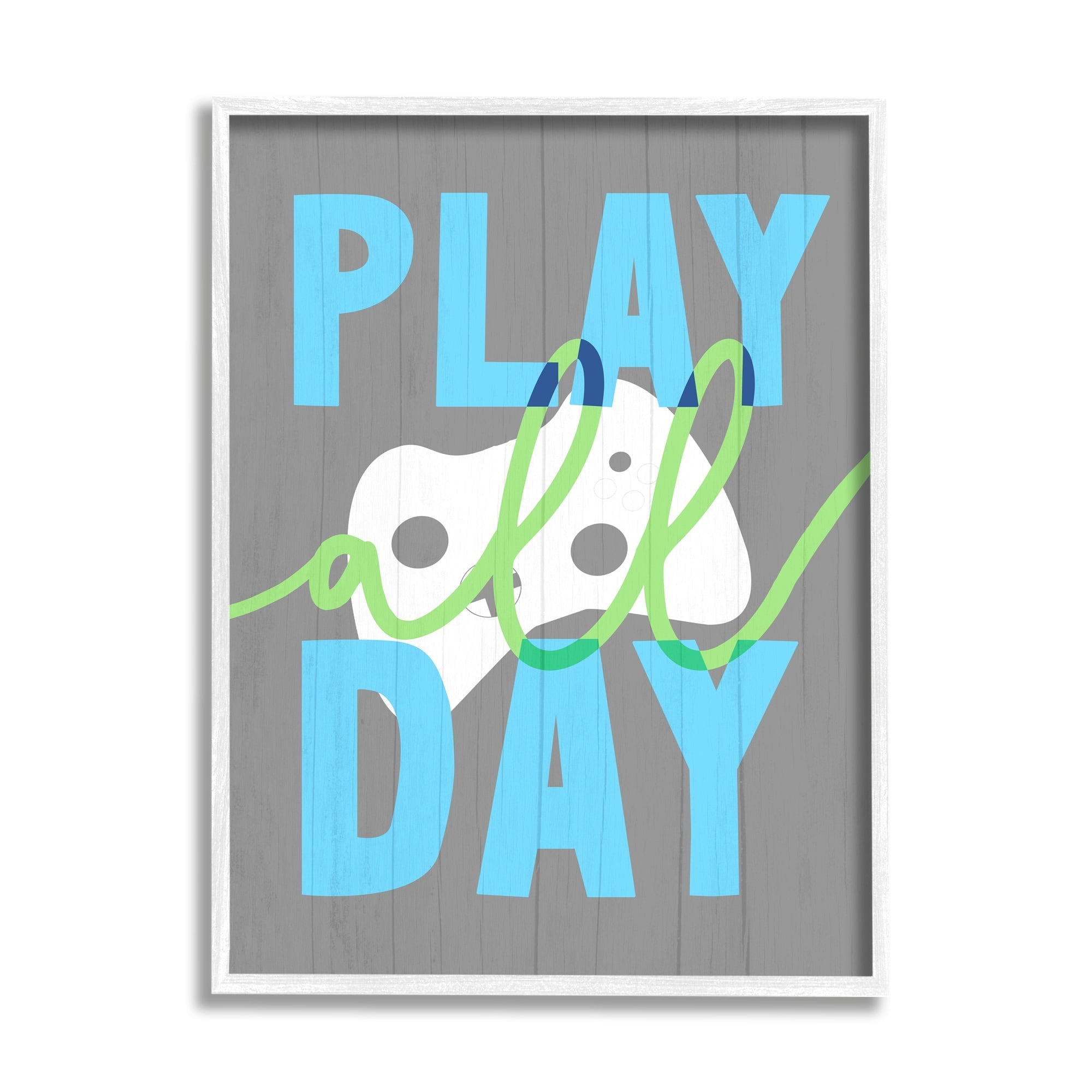 Stupell Industries Play All Day Phrase Rustic Video Game Controller, 24 x 30, Design by Daphne Polselli