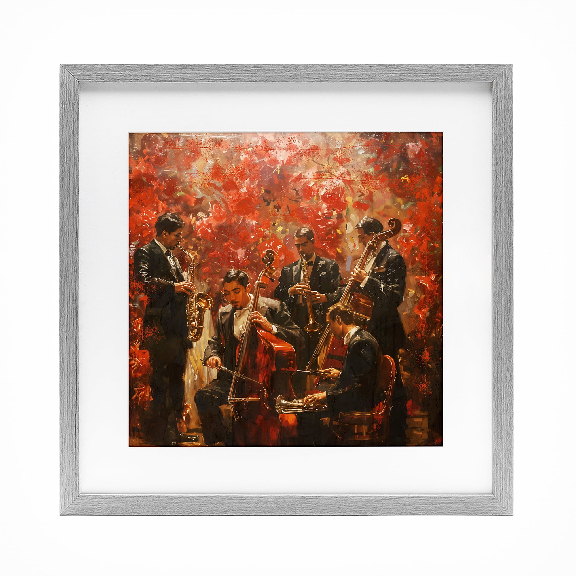 Stupell Industries Play More Jazz Performance Gray Framed Print Under Glass, design by Marta Wiley