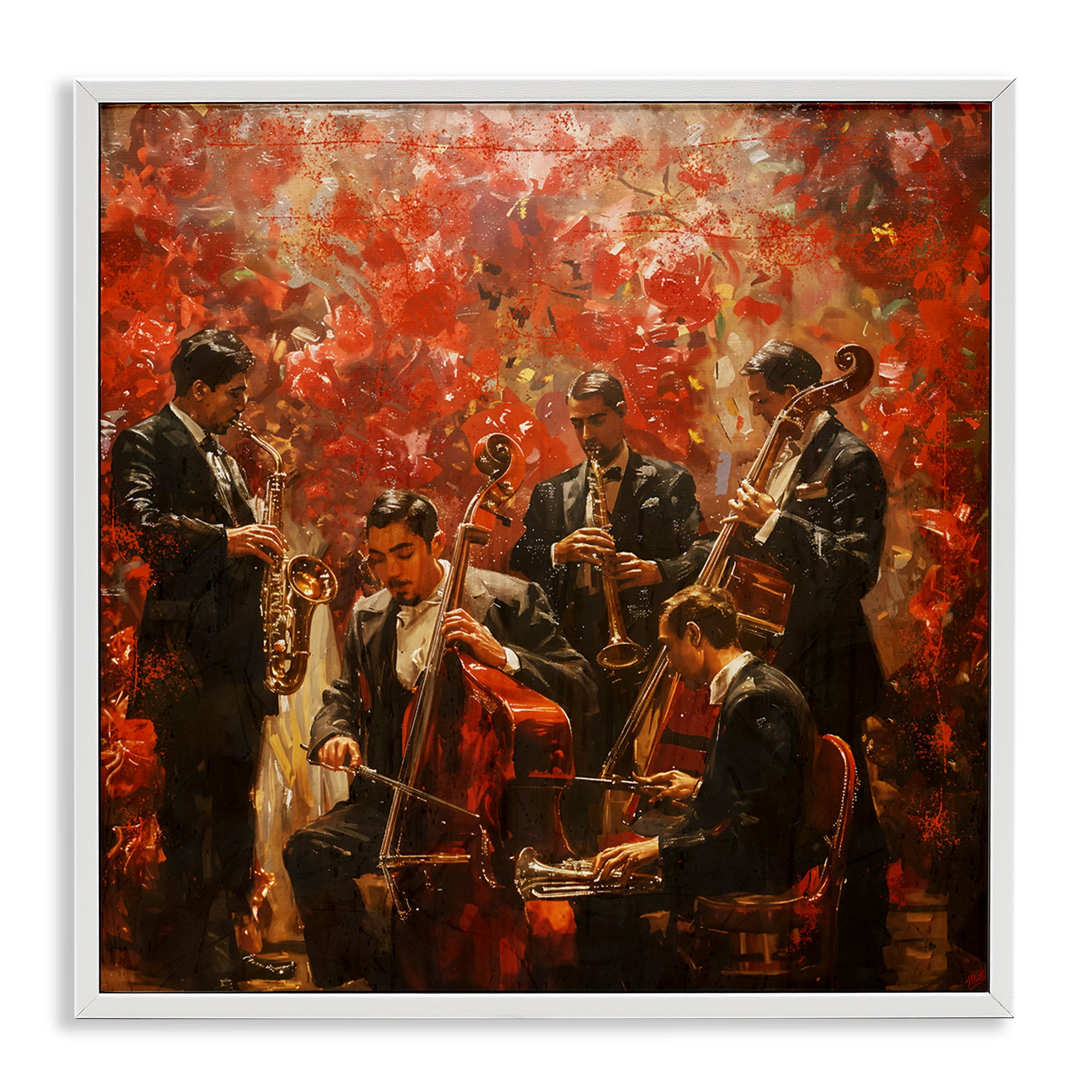 Stupell Industries Play More Jazz Performance White Framed Giclee Art, design by Marta Wiley