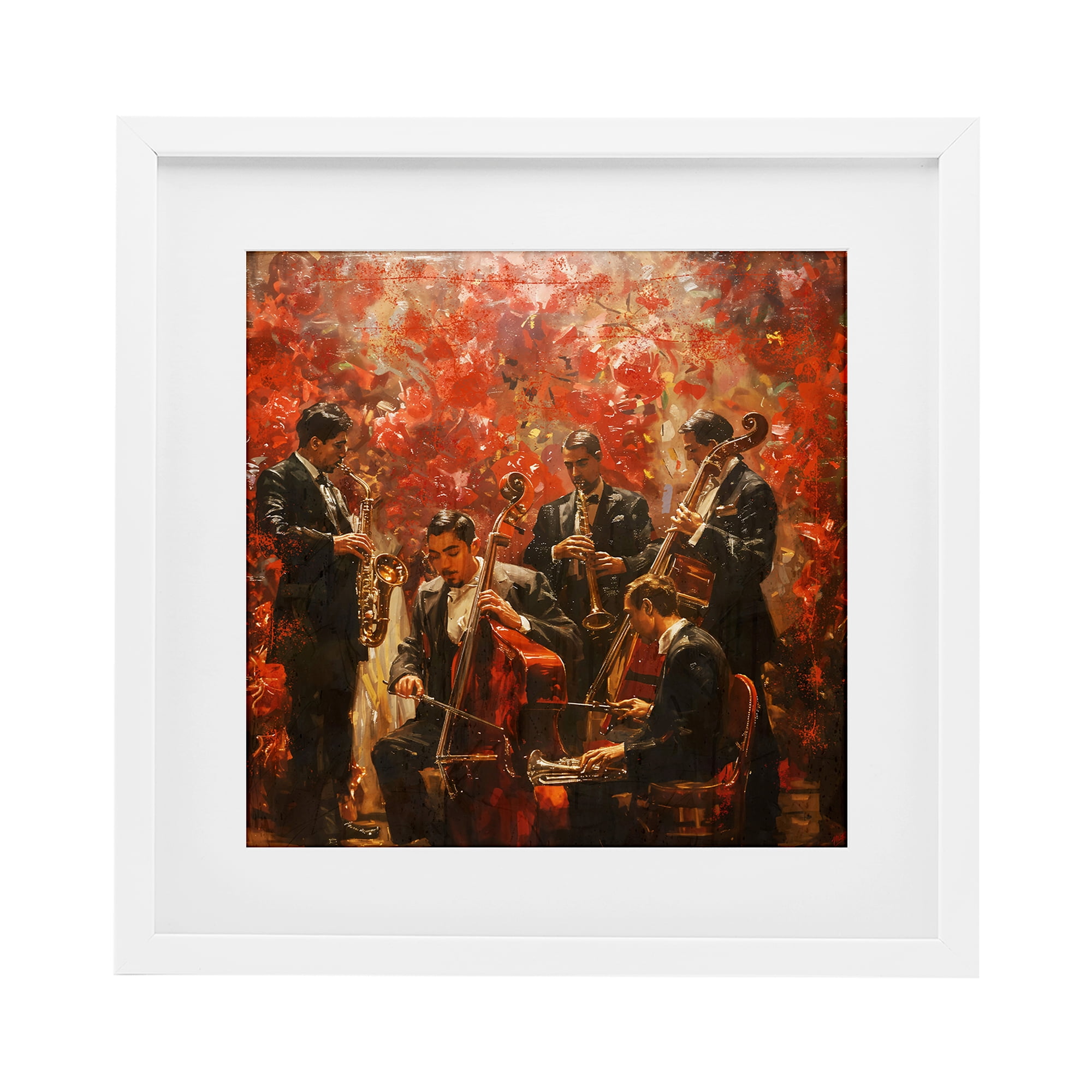 Stupell Industries Play More Jazz Performance White Framed Print Under Glass, design by Marta Wiley