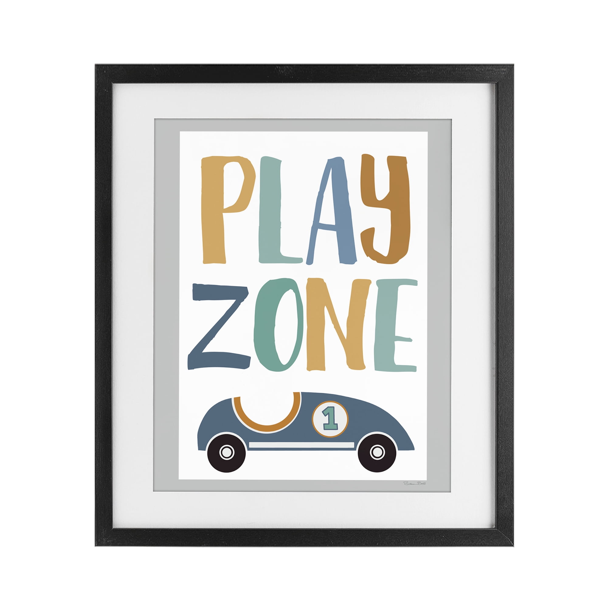 Stupell Industries Play Zone Racecar Black Framed Print Under Glass, design by Susan Ball