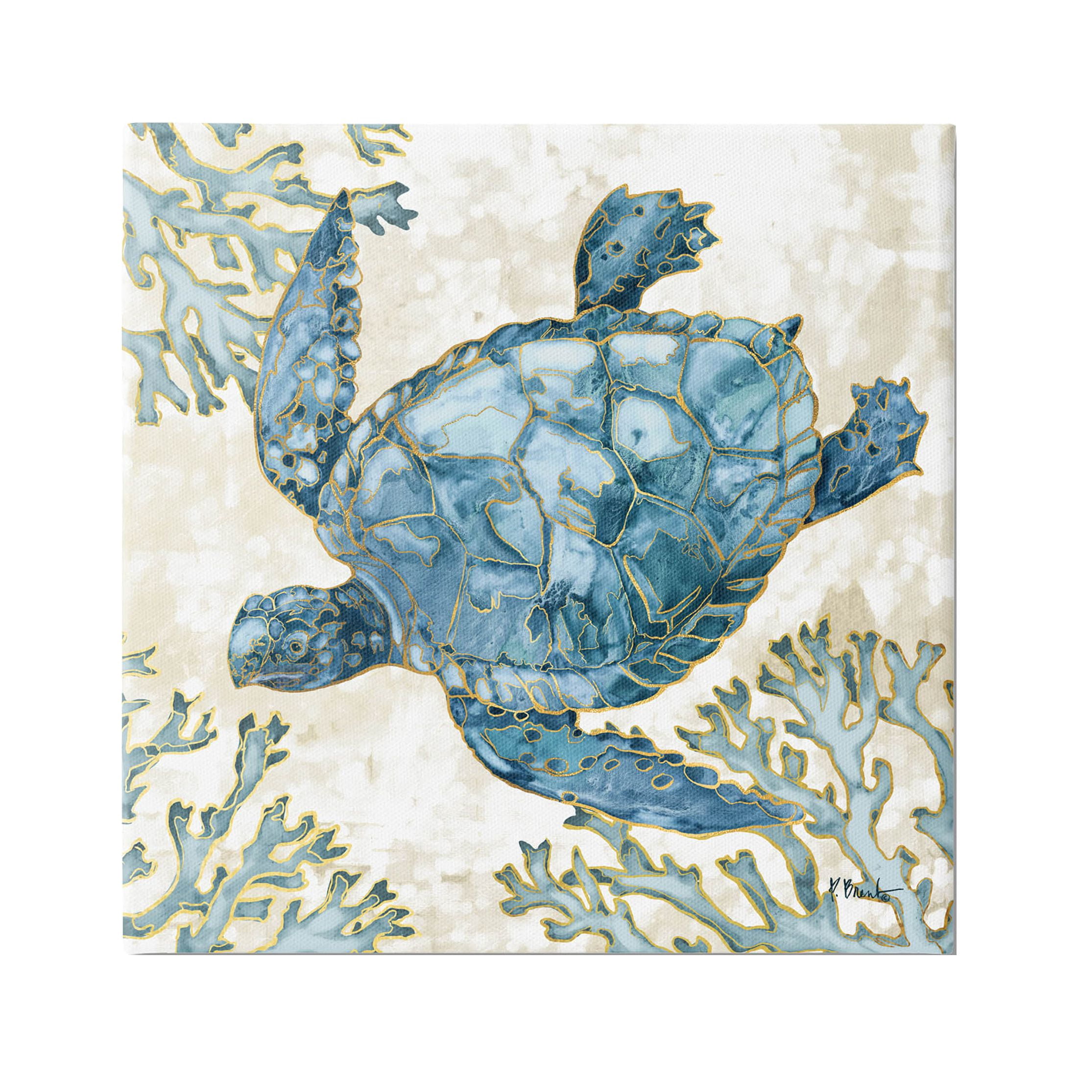 Stupell Industries Playa Sealife Blue Sea Turtle Graphic Art Gallery Wrapped Canvas Print Wall Art, Design by Paul Brent