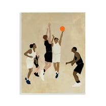 Stupell Industries Players with Basketball Sports Painting Unframed Art Print Wall Art, 11 x 14
