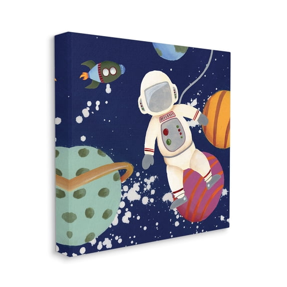 Stupell Industries Playful Astronaut Floating In Space Planets Rocketship, 24 x 24, Designed by Regina Moore