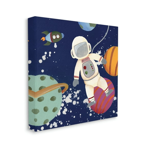 Stupell Industries Playful Astronaut Floating In Space Planets Rocketship, 36 x 36, Designed by Regina Moore