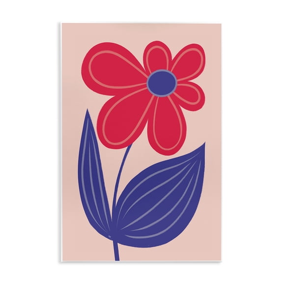 Stupell Industries Playful Bold Red Daisy Floral Painting Unframed Art Print Wall Art, 10 x 15