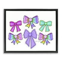Stupell Industries Playful Bowtastic Ribbons Fashion Painting Black Floater Framed Canvas Art Print Wall Art, 21 x 17