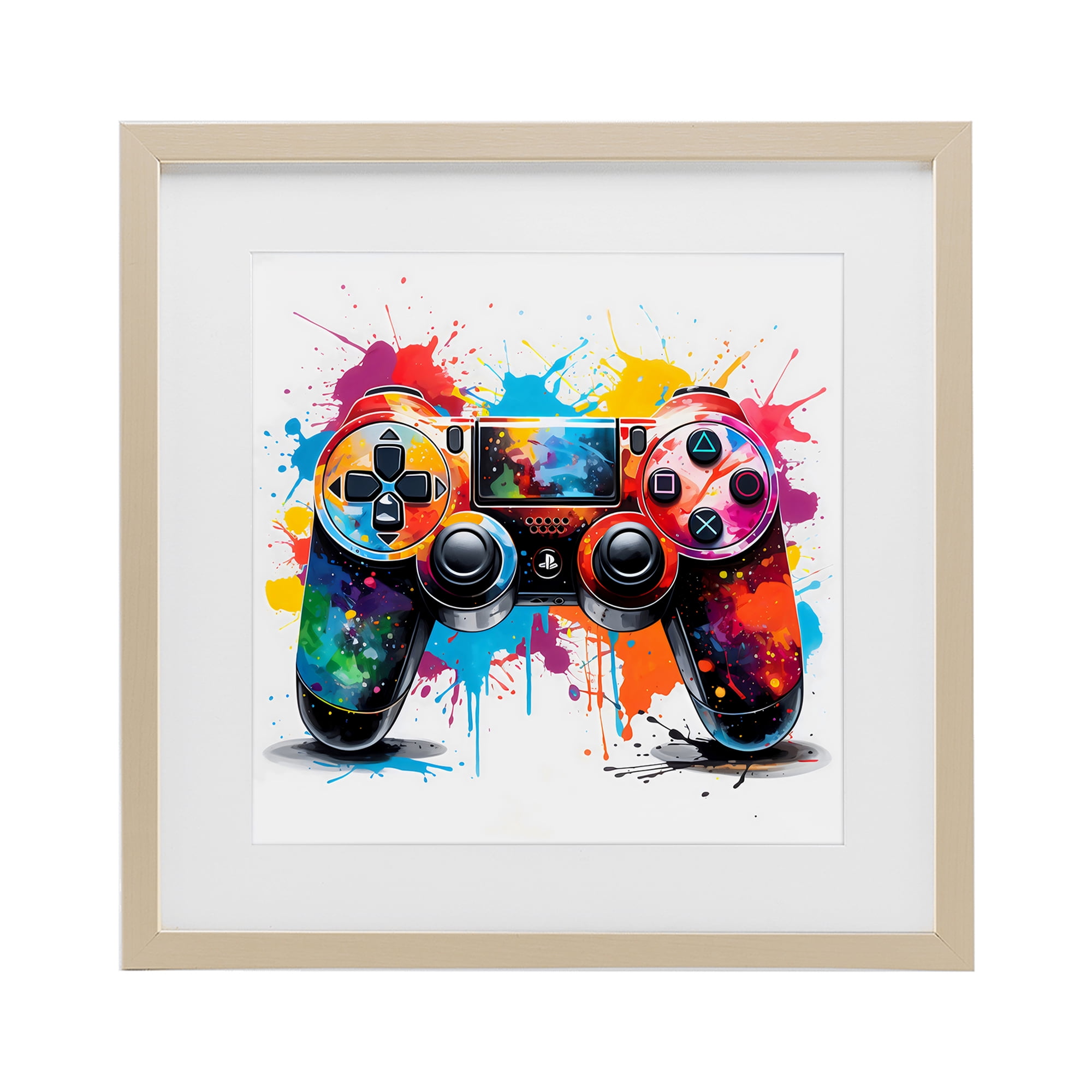 Stupell Industries Playful Bright Game Controller Birch Framed Print Under Glass, design by Creative Studio