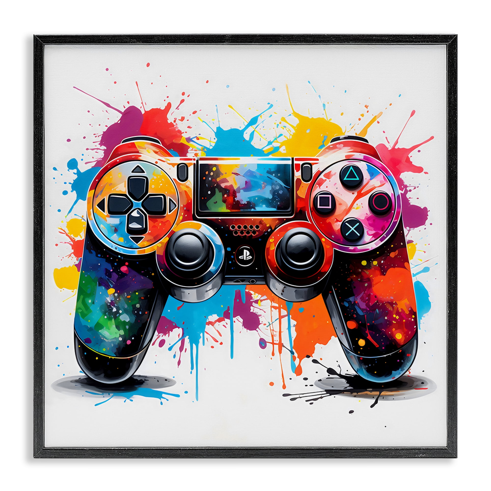 Stupell Industries Playful Bright Game Controller Black Framed Giclee Art, design by Creative Studio