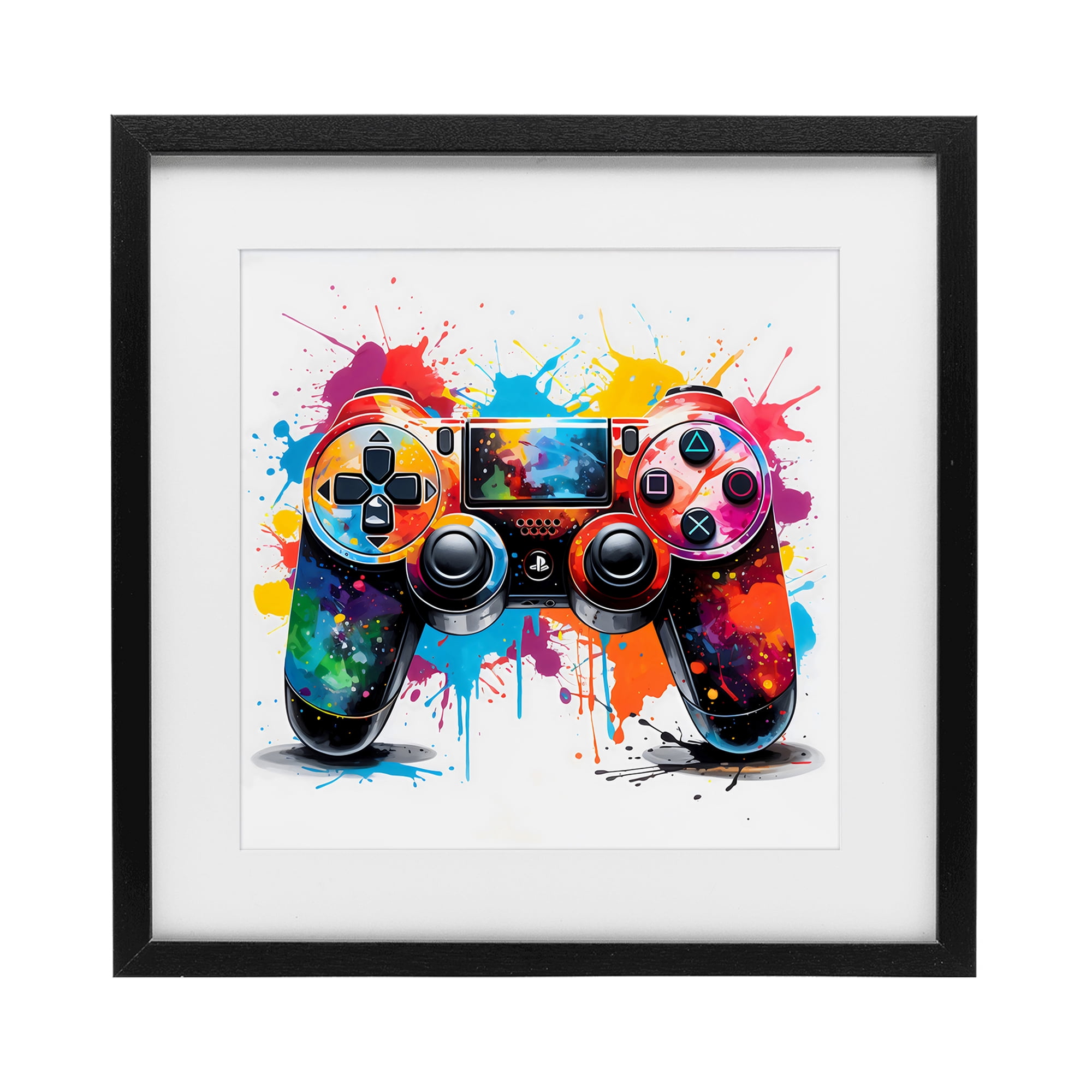 Stupell Industries Playful Bright Game Controller Black Framed Print Under Glass, design by Creative Studio