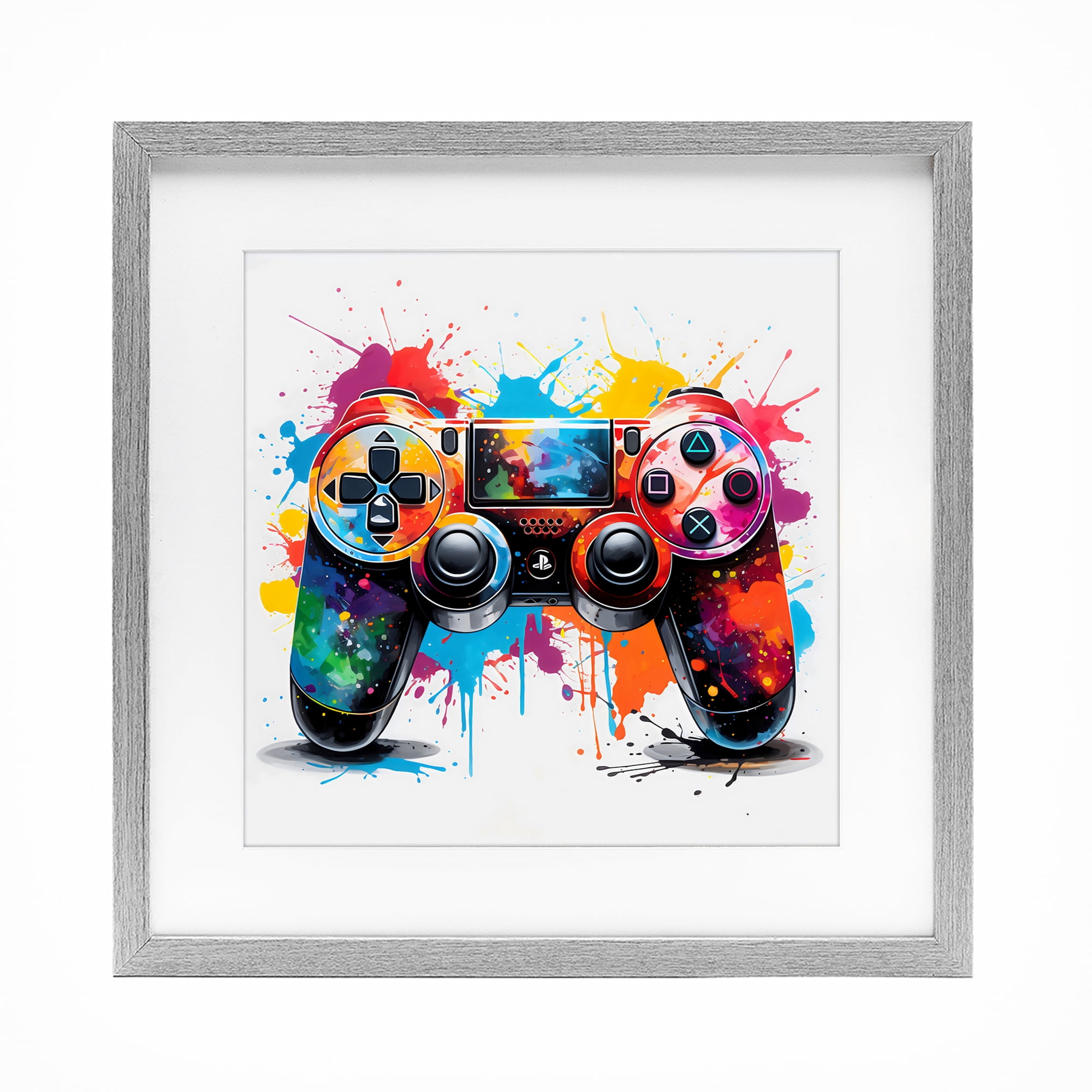 Stupell Industries Playful Bright Game Controller Gray Framed Print Under Glass, design by Creative Studio