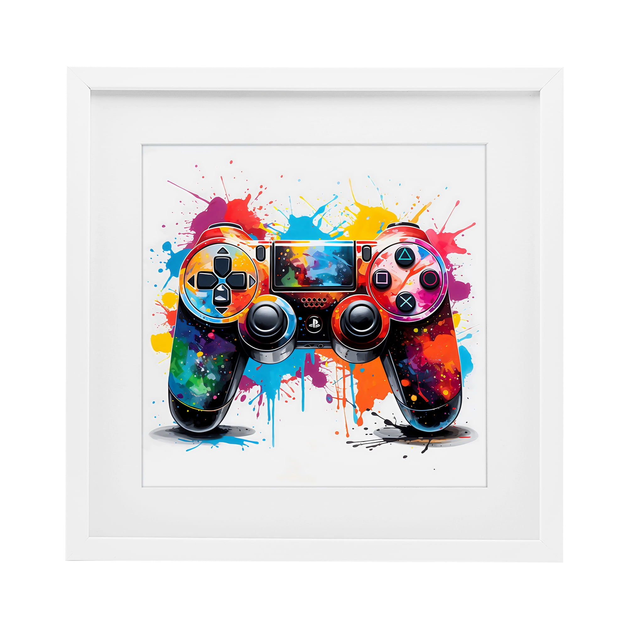 Stupell Industries Playful Bright Game Controller White Framed Print Under Glass, design by Creative Studio