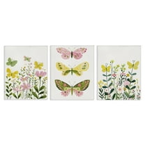 Stupell Industries Playful Butterflies and Florals Animals Painting Wrapped Canvas Art Print Wall Art, 11 x 14, Set of 3