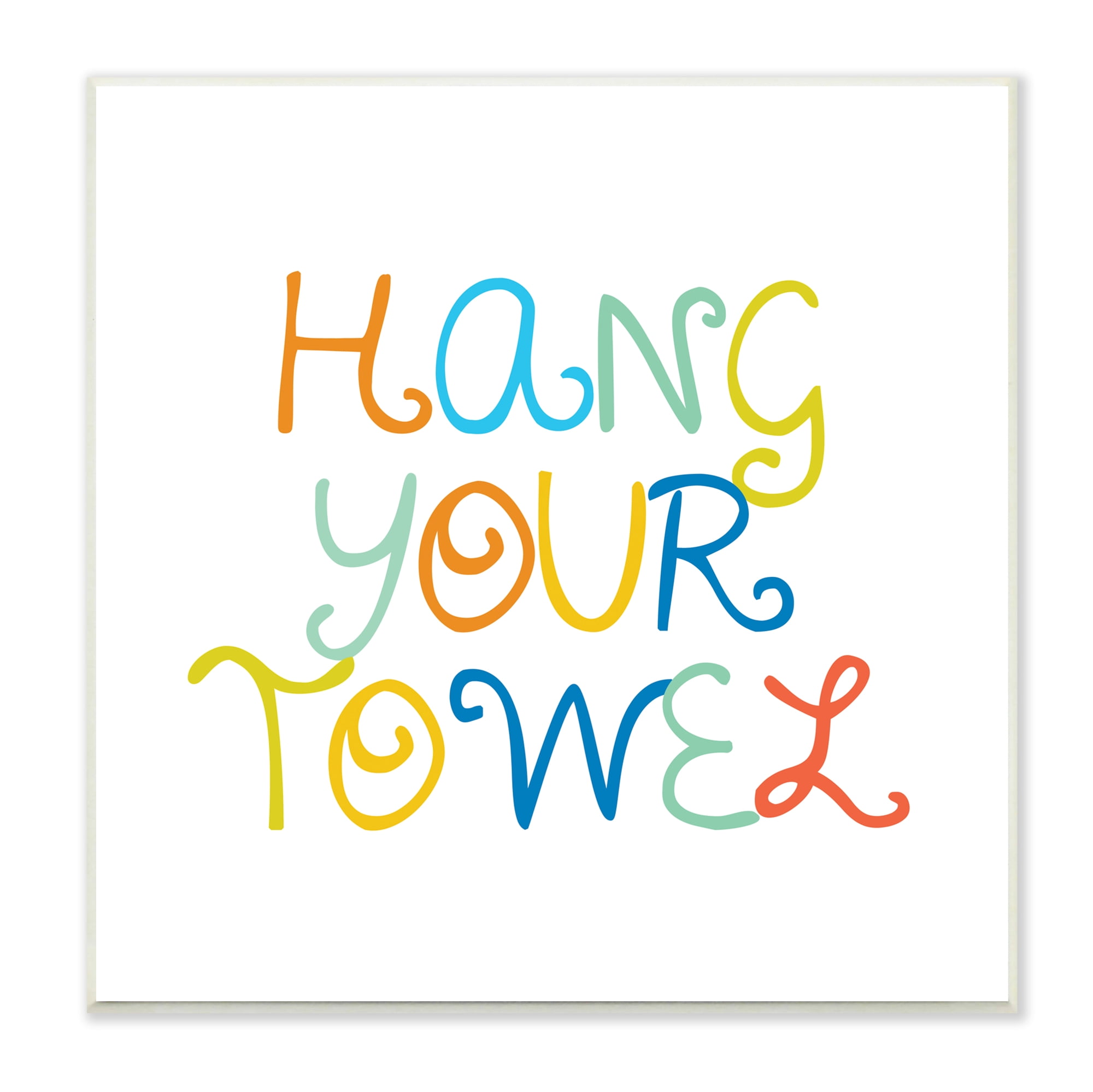 Stupell Industries Playful Children's Bathroom Rules Hang Your Towel Phrase Typography Painting Unframed Art Print Wall Art, 12 x 12