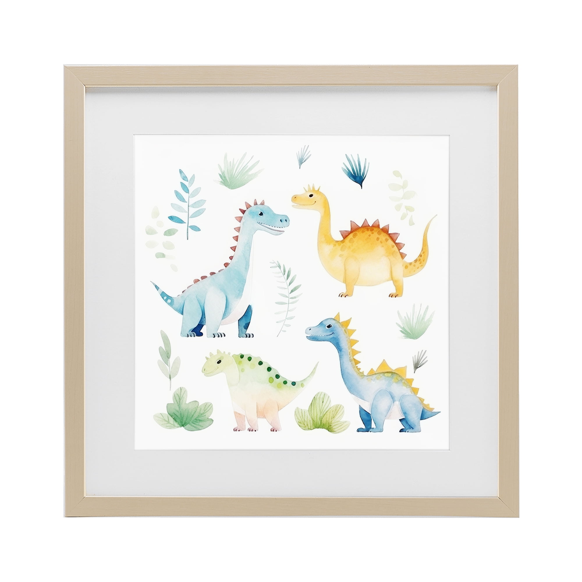 Stupell Industries Playful Dinosaur Wonderland Birch Framed Print Under Glass, design by Lazar Studio