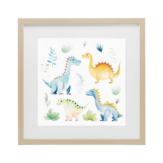 Stupell Industries Contemporary Playful Dinosaur Wonderland Birch Framed Print Under Glass, 16 x 16, by Lazar Studio