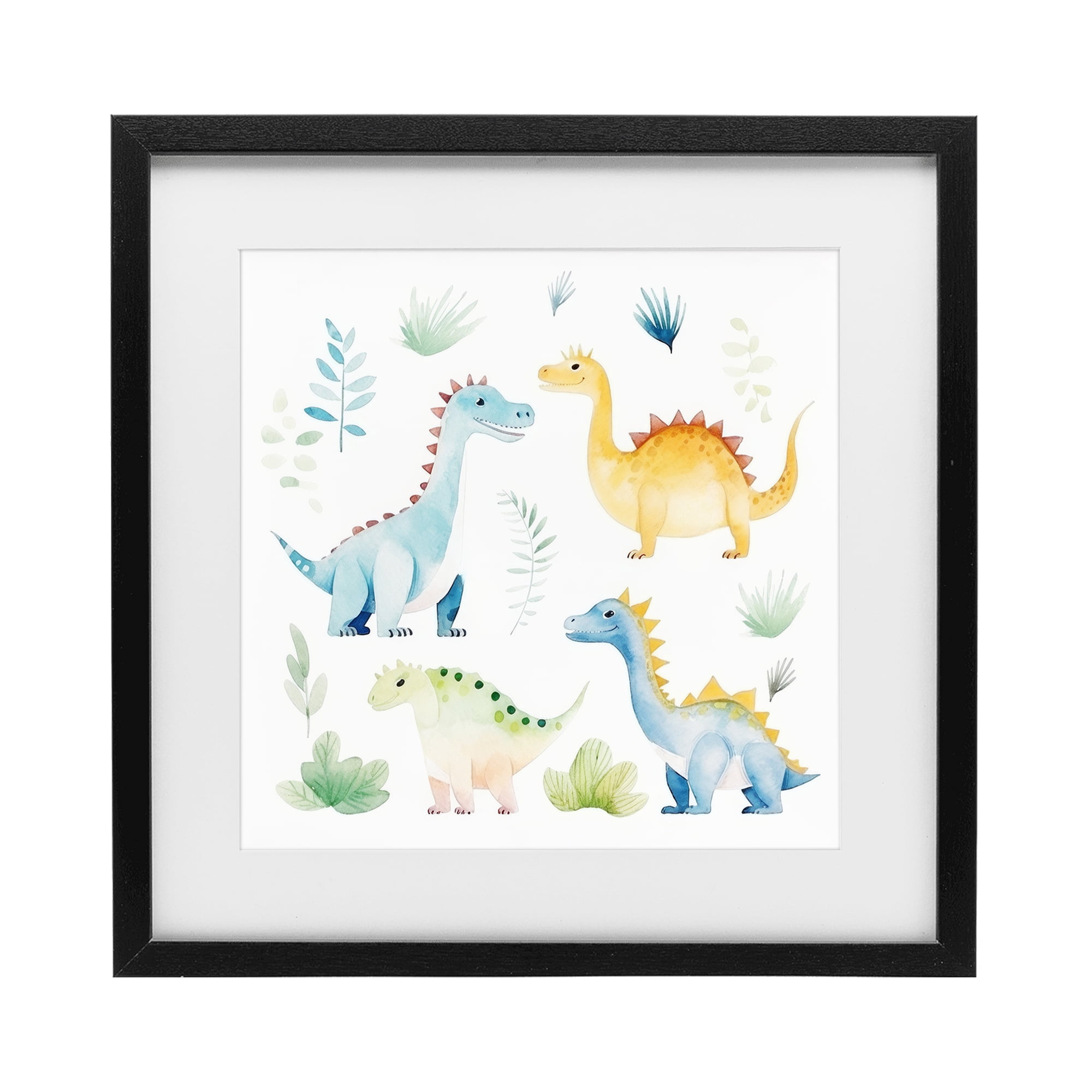 Stupell Industries Playful Dinosaur Wonderland Black Framed Print Under Glass, design by Lazar Studio