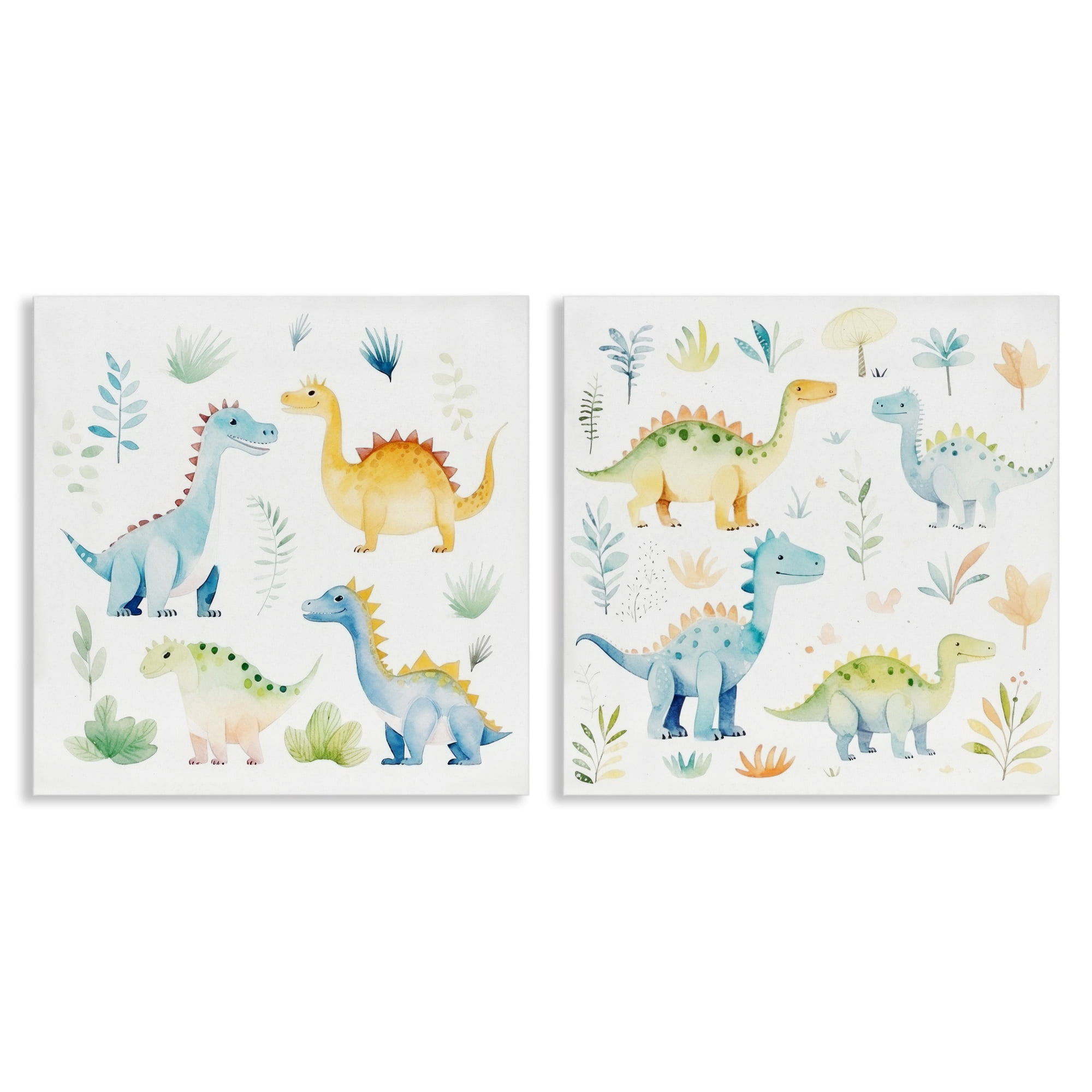 Stupell Industries Playful Dinosaur Wonders 2 Piece Canvas Wall Art Set, design by Lazar Studio