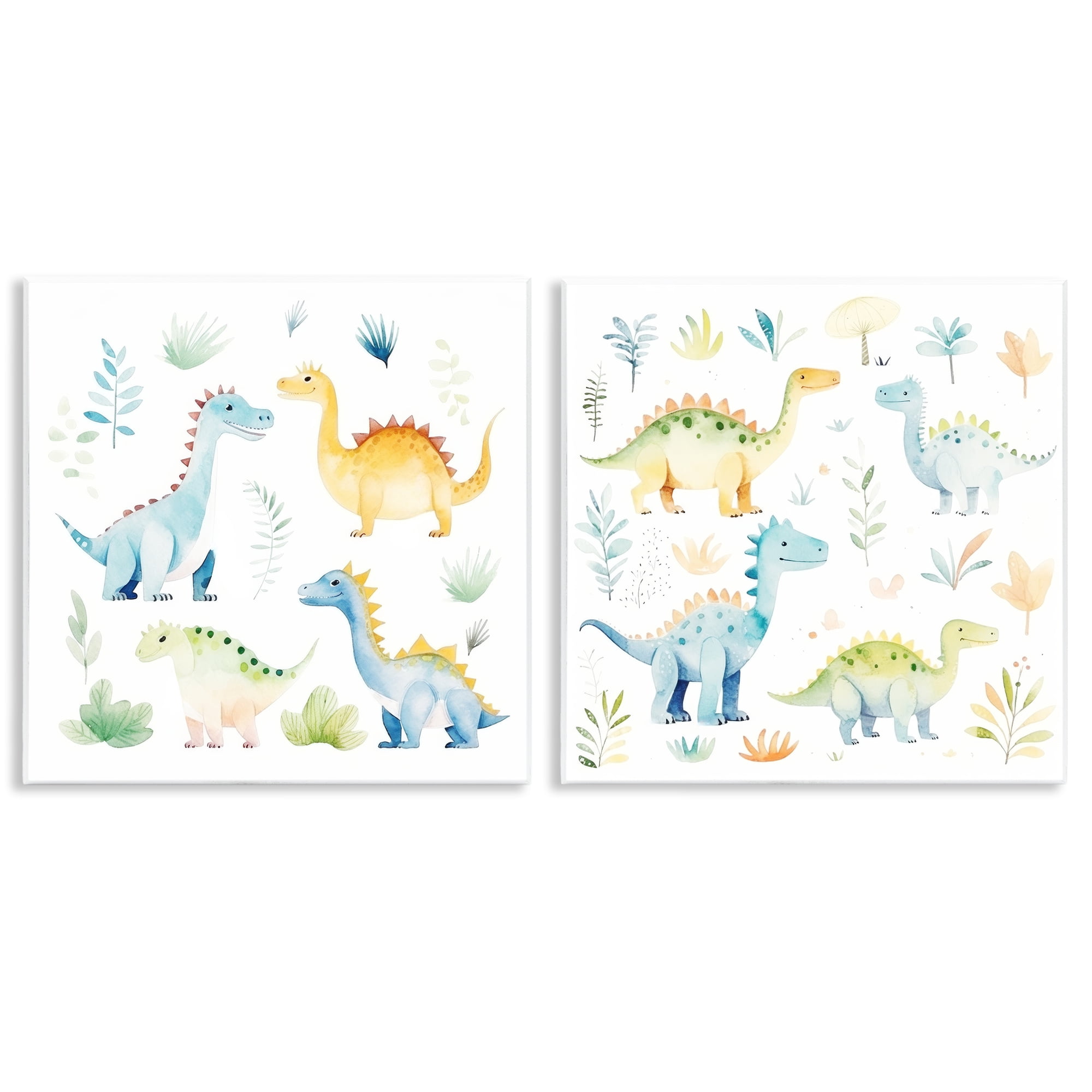 Stupell Industries Playful Dinosaur Wonders 2 Piece Wall Plaque Art Set, design by Lazar Studio