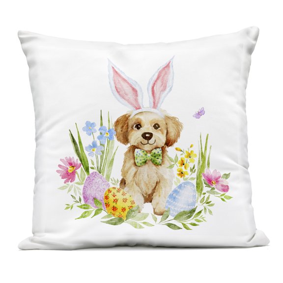 Stupell Industries Playful Easter Puppy Outdoor Printed Pillow design by Amy Hall, 18 x 7 x 18