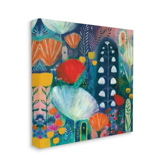 Stupell Industries Playful Field of Abstract Florals Blue Red,30 x 30,Designed by Corina Capri