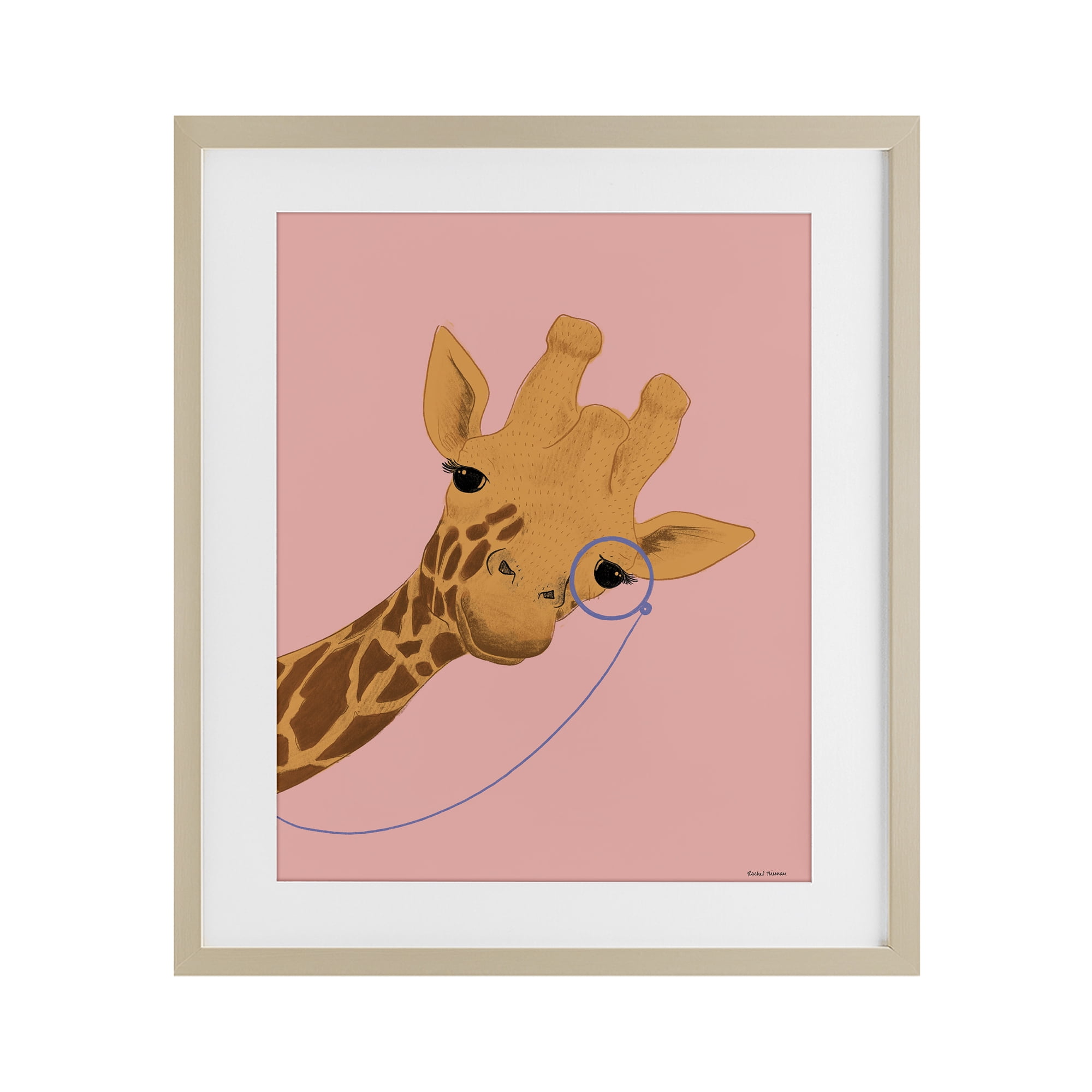 Stupell Industries Playful Giraffe with Monocle Birch Framed Print Under Glass, design by Rachel Nieman
