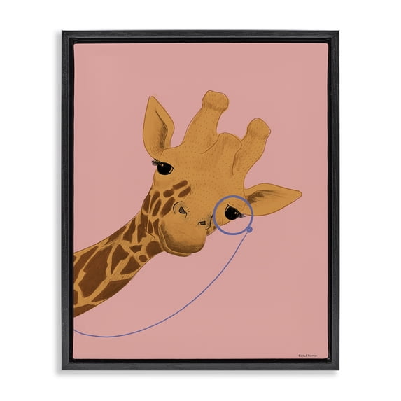 Stupell Industries Contemporary Playful Giraffe with Monocle Black Floating Frame Canvas Art, 17 x 21, by Rachel Nieman