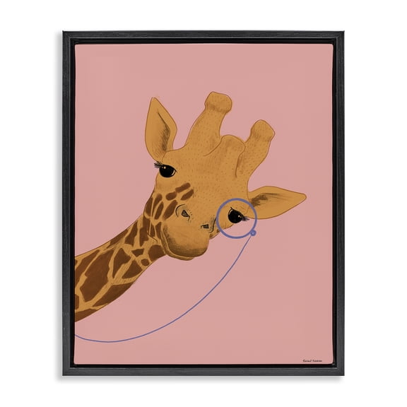 Stupell Industries Playful Giraffe with Monocle Black Framed Floater Canvas Wall Art, design by Rachel Nieman