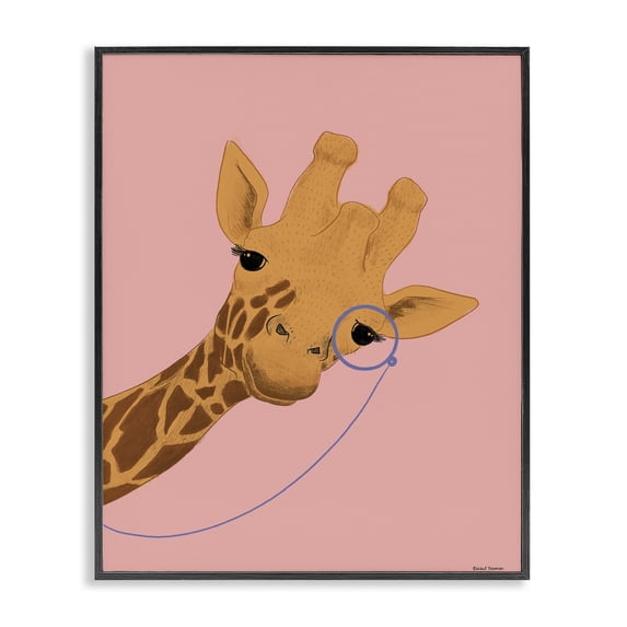 Stupell Industries Contemporary Playful Giraffe with Monocle Black Framed Giclee Art, 11 x 14, by Rachel Nieman