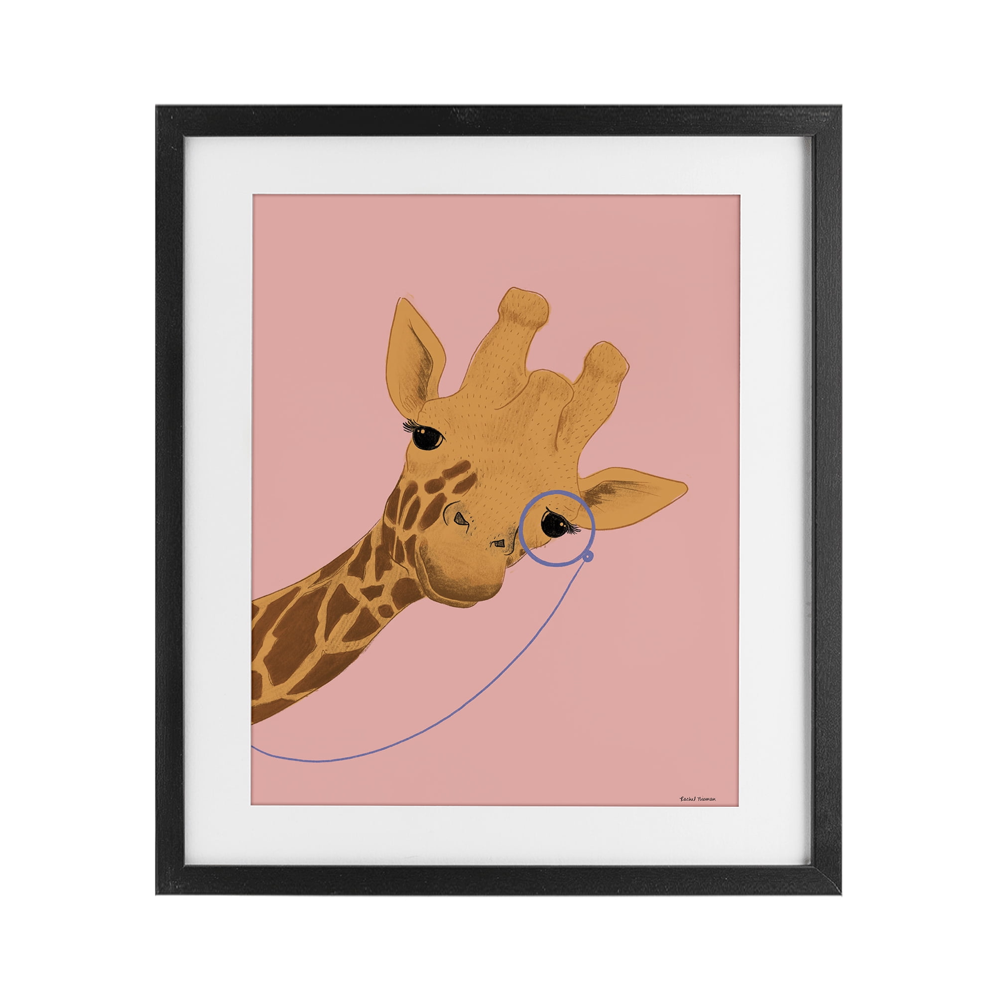 Stupell Industries Playful Giraffe with Monocle Black Framed Print Under Glass, design by Rachel Nieman