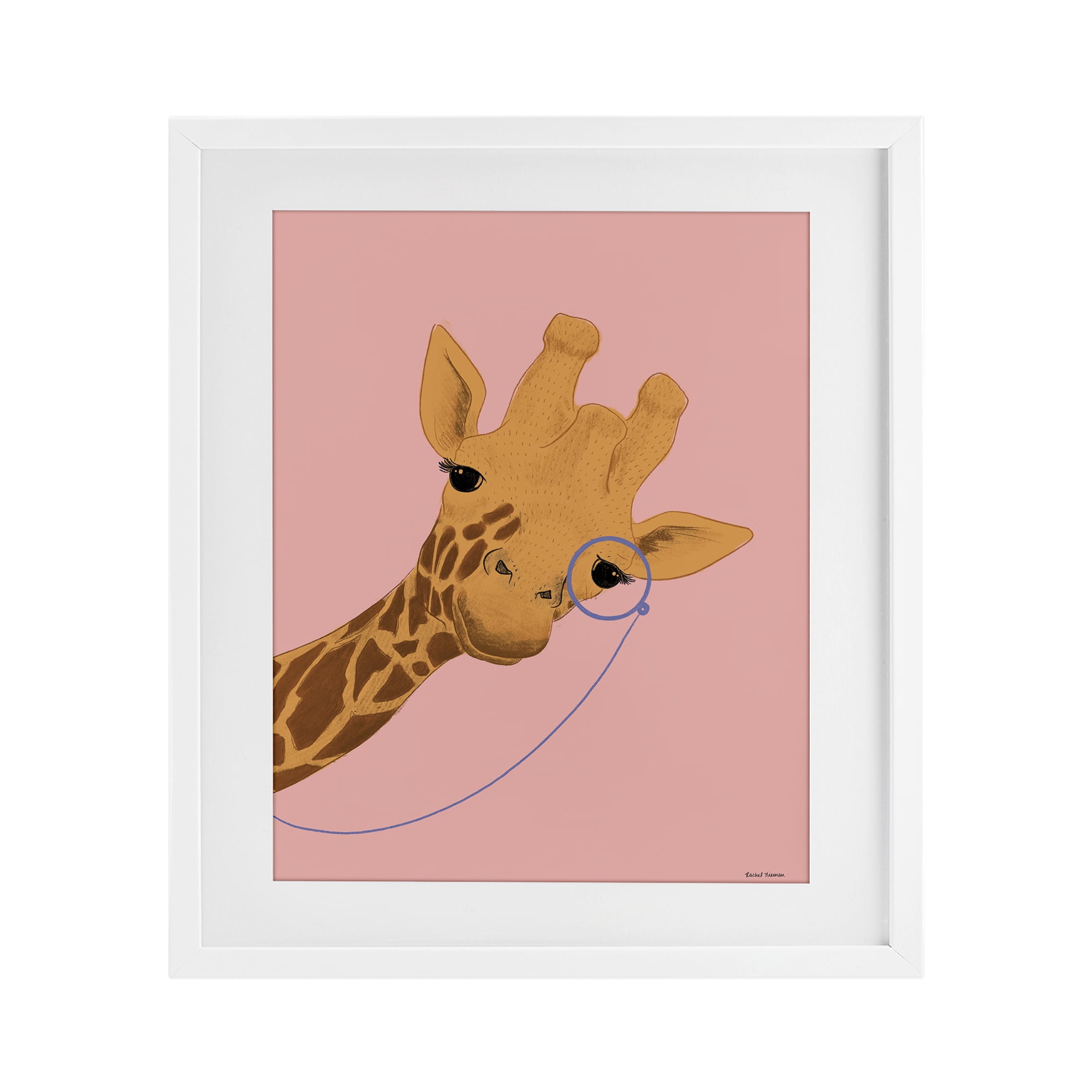 Stupell Industries Playful Giraffe with Monocle White Framed Print Under Glass, design by Rachel Nieman